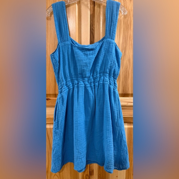 Michael Stars Josephine Blue Sleeveless Cotton Gauze Mini Above the Knee Dress - Picture 6 of 14